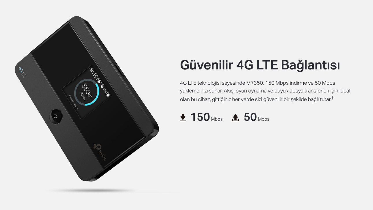 TP-Link M7352 Mobiele 4G LTE Router – Tot 150 Mbps, Wi-Fi 6, 2100mAh Accu (10u), Kleurenscherm, Verbindt 10 Apparaten, Geschikt Voor Reizen